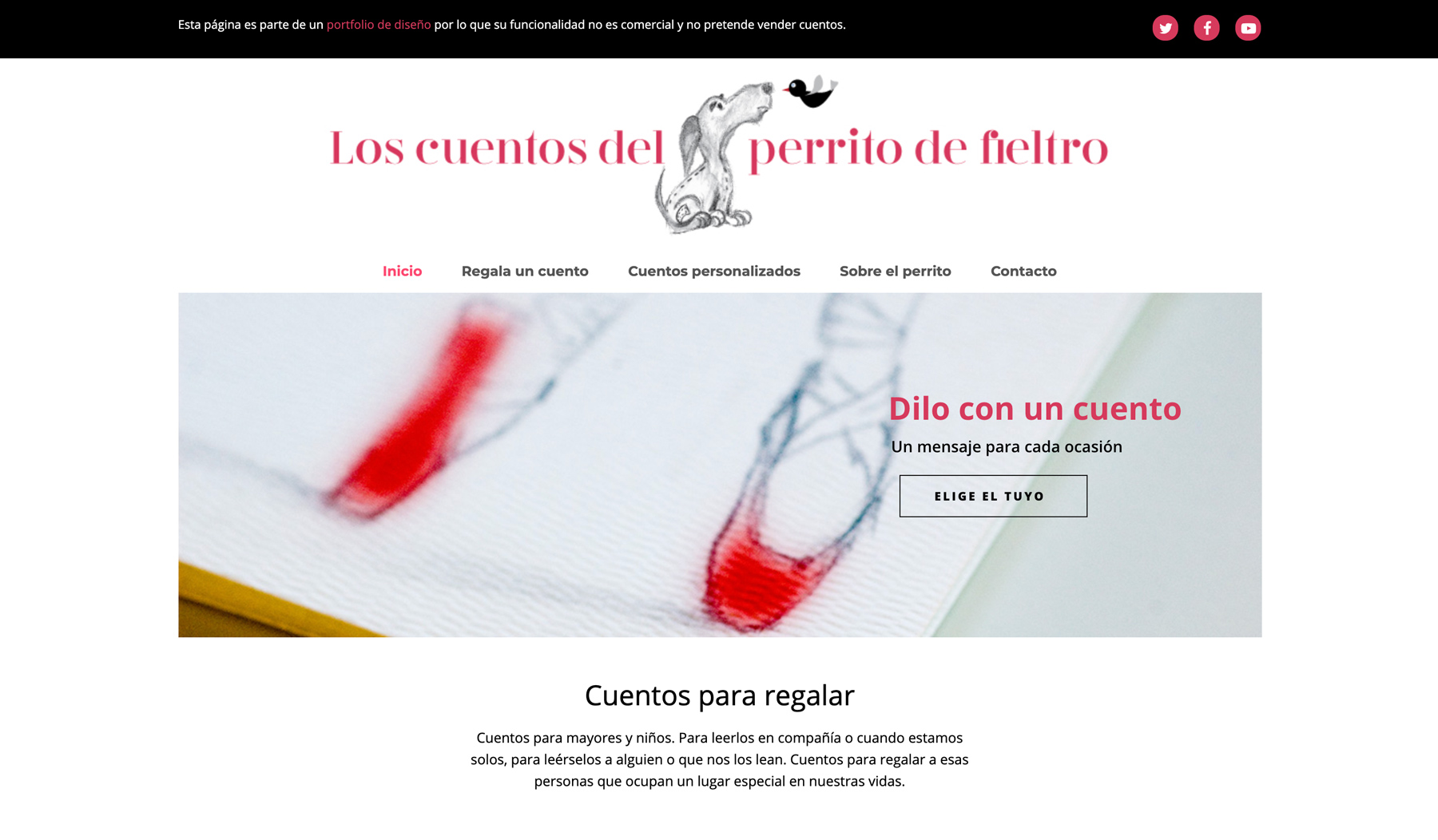 Cuentos del perrito de fieltro website shot - home page