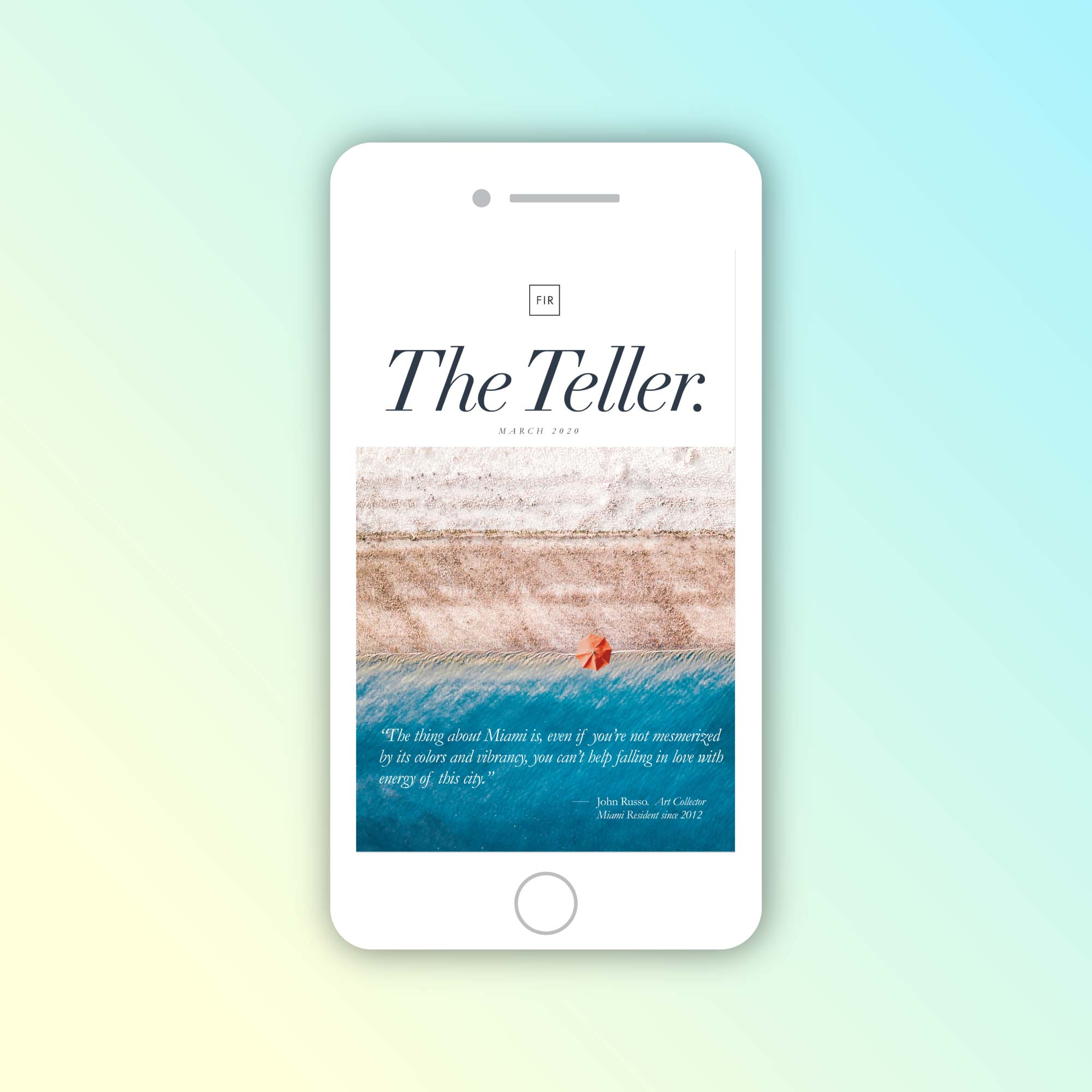 Email newsletter mockup on the phone